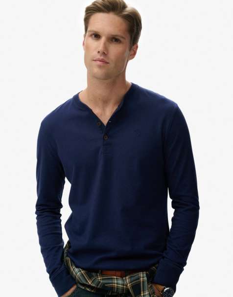 Superdry Classic essential grandad top in rich navy - view 1