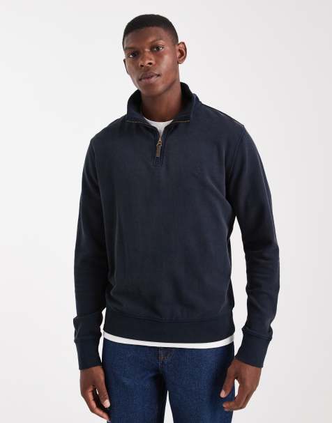Superdry Classic essential half zip jumper in super dark navy