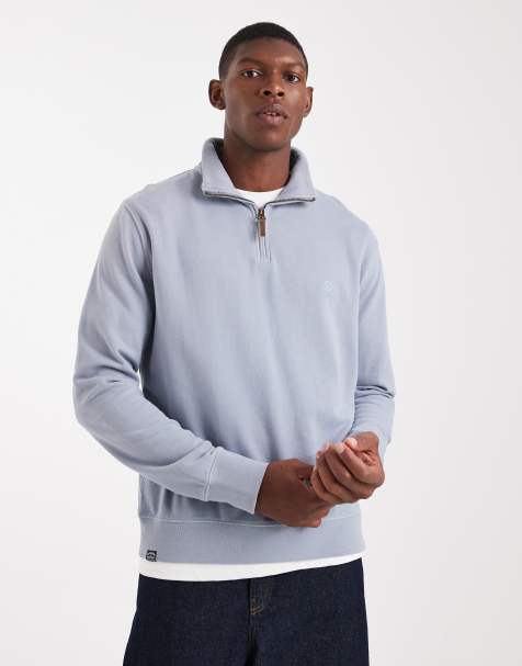Superdry Classic essential half zip jumper in washed denim - view 1