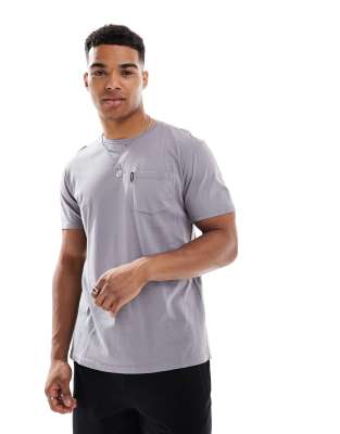 Superdry Classic essential pocket t-shirt in washed slate grey - view 1