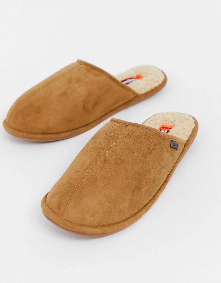 Superdry classic mule slippers in tan