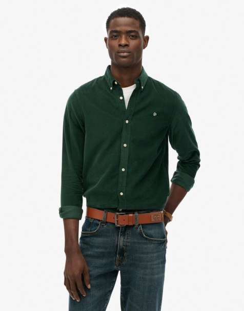 Superdry Classic needle cord shirt in enamel green