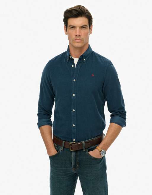 Superdry Classic needle cord shirt in insignia blue