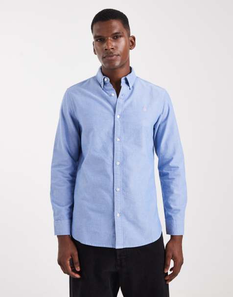 Superdry Classic oxford long sleeve shirt in azure blue chambray oxford - view 1