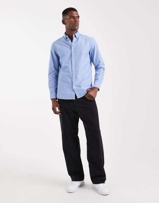 Superdry Classic oxford long sleeve shirt in azure blue chambray oxford, 2 of 5