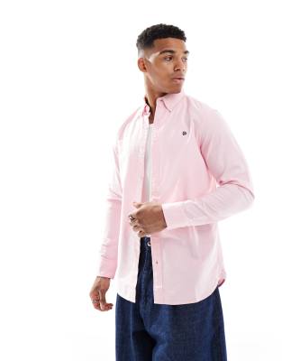Superdry Classic oxford long sleeve shirt in city pink