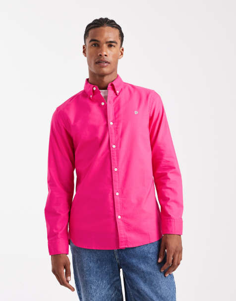 Superdry Classic oxford long sleeve shirt in magenta pink