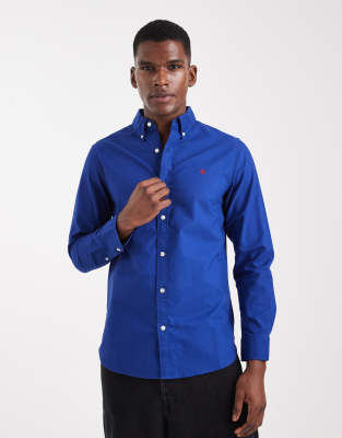 Superdry Classic oxford long sleeve shirt in marine navy