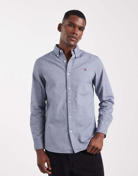Superdry Classic oxford long sleeve shirt in ocean navy chambray