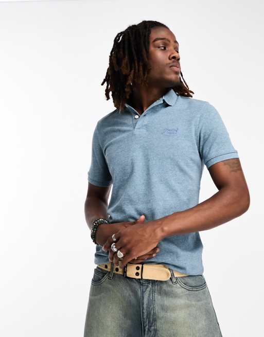 Superdry classic pique polo shirt in blue | ASOS