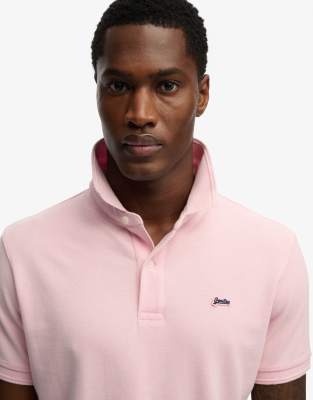 Superdry Classic pique polo shirt in montauk pink