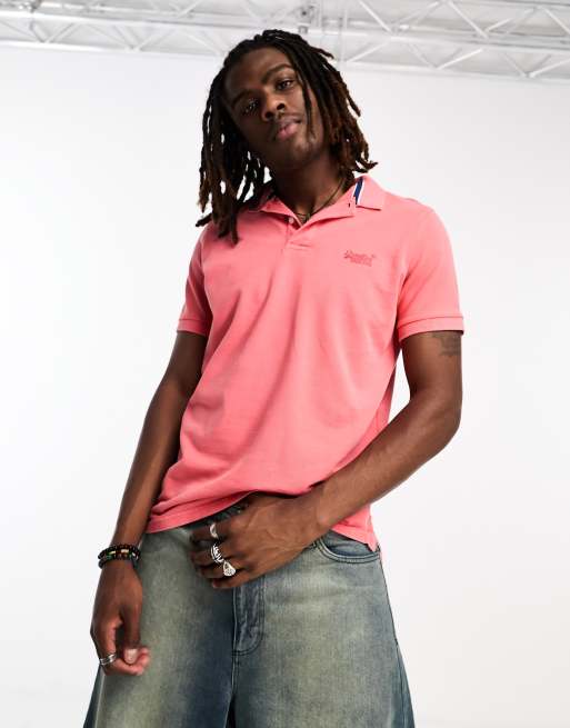 Pink superdry polo shirt sale