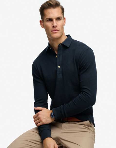 Superdry Classic preppy long sleeved top in deep navy - view 1