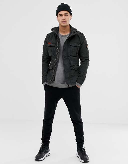 Superdry classic rookie military jacket in black