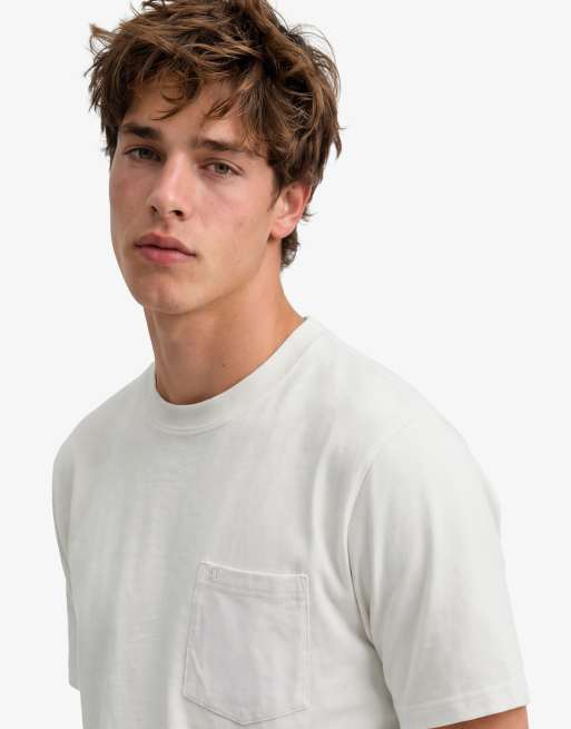Superdry – Classic – T-Shirt aus Baumwollleinen in Limettenweiß mit Brusttasche, 3 von 7