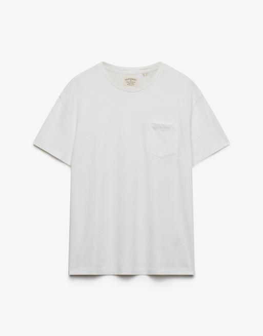 Superdry – Classic – T-Shirt aus Baumwollleinen in Limettenweiß mit Brusttasche, 5 von 7