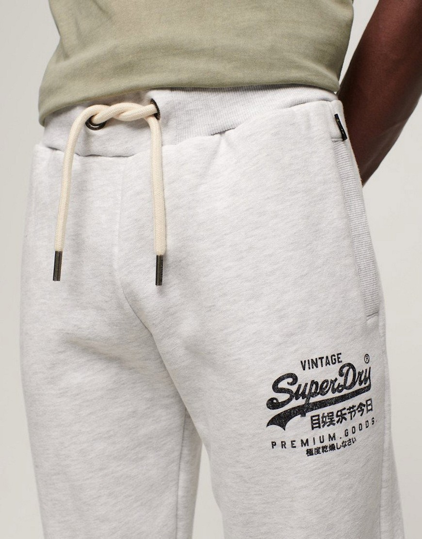 Superdry Classic vintage logo heritage joggers in ice marl-Grey
