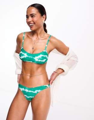 Superdry co-ord tie dye bikini top in green tie dye