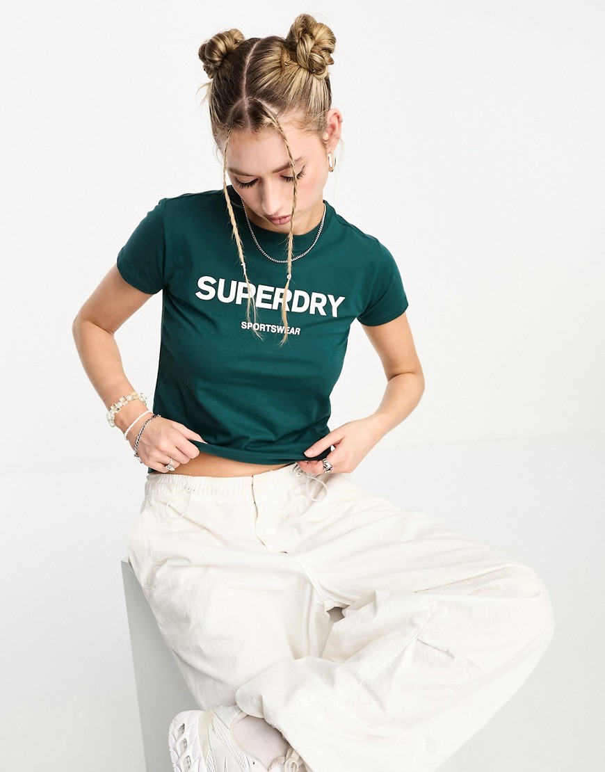 superdry code graphic 90's t-shirt in dark green