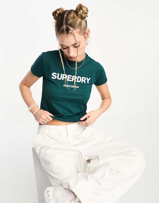 Superdry code graphic 90's t-shirt in dark green