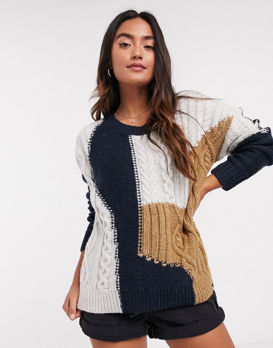 Superdry Codie Stitch Patchwork Knitted Sweater-Multi