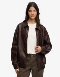 Superdry Collared oversized bomber jacket in hot chocolate