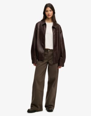 Superdry Collared oversized bomber jacket in hot chocolate