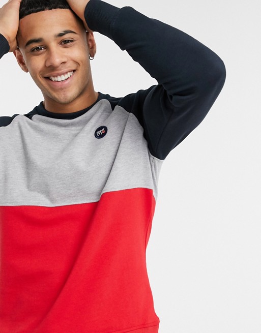 Superdry Collective colour block crew neck sweat in grey