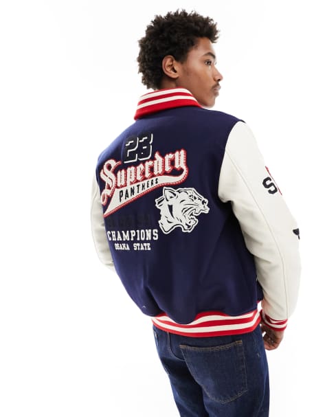 Mixed Media Letterman Jacket - Multi-color