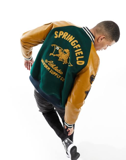 Superdry Varsity Patched Bomber Jacket in Green