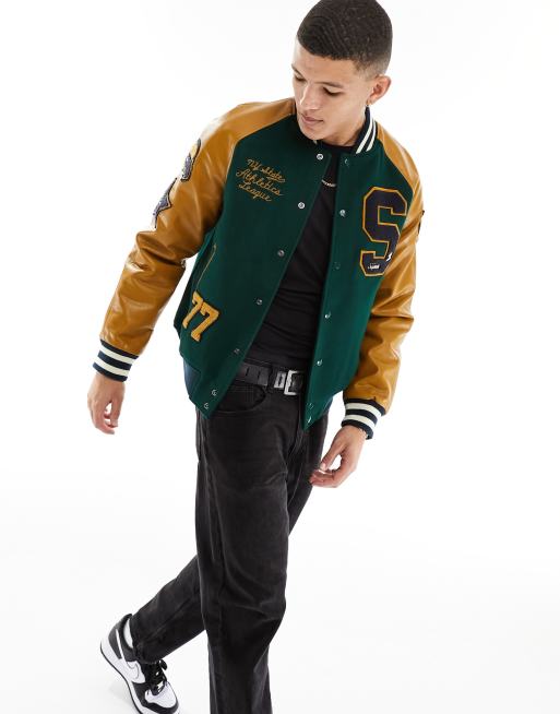 Superdry Vintage Varsity Patched Bomber Jacket Green