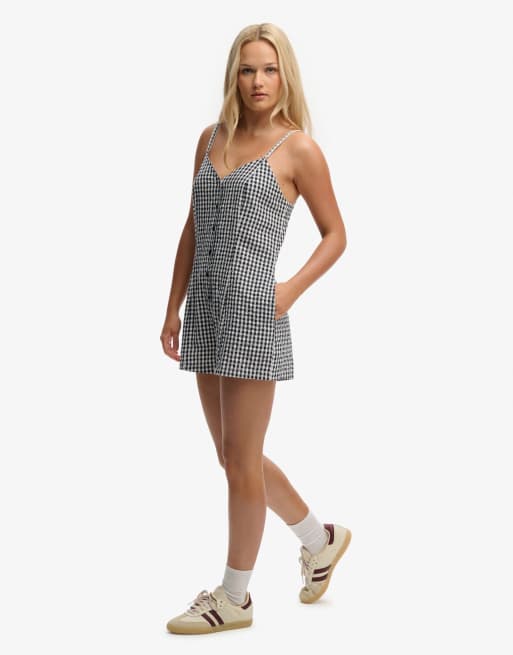 Superdry - Combishort caraco à carreaux vichy - Bleu marine, 2 de 7