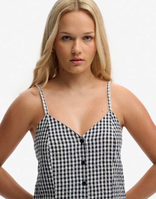 Superdry - Combishort caraco à carreaux vichy - Bleu marine, 3 de 7