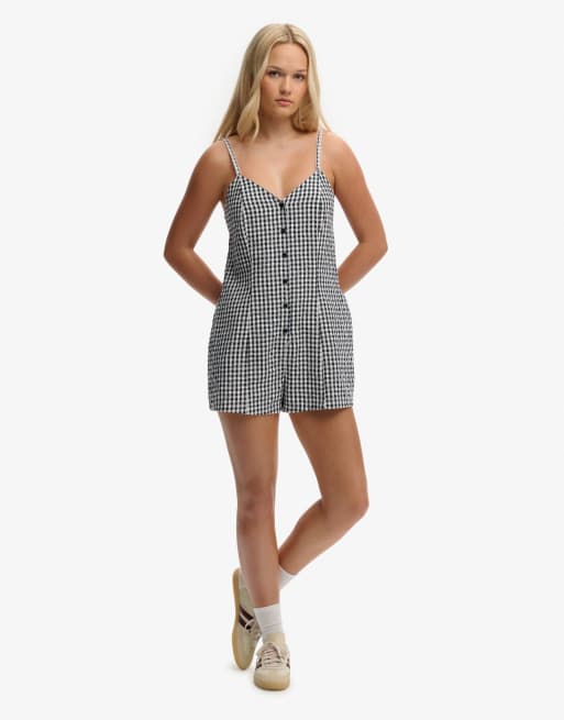Superdry - Combishort caraco à carreaux vichy - Bleu marine, 4 de 7