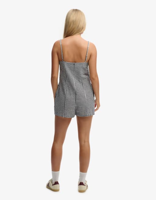 Superdry - Combishort caraco à carreaux vichy - Bleu marine, 5 de 7