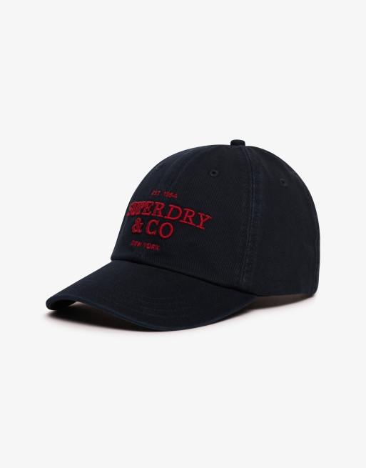 Superdry Company logo baseball cap in deep navy/red, 3 of 3