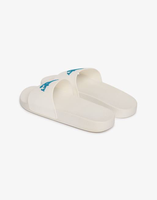 Superdry Company logo high build sliders in brilliant white/mid blue, 4 of 7