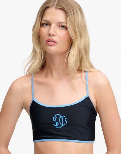 Superdry Contrast bralette bikini top in eclipse navy, 3 of 7
