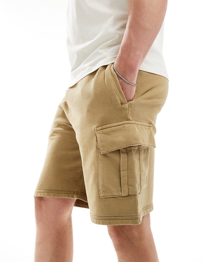 Superdry Contrast stitch cargo shorts in washed cappuccino-Brown