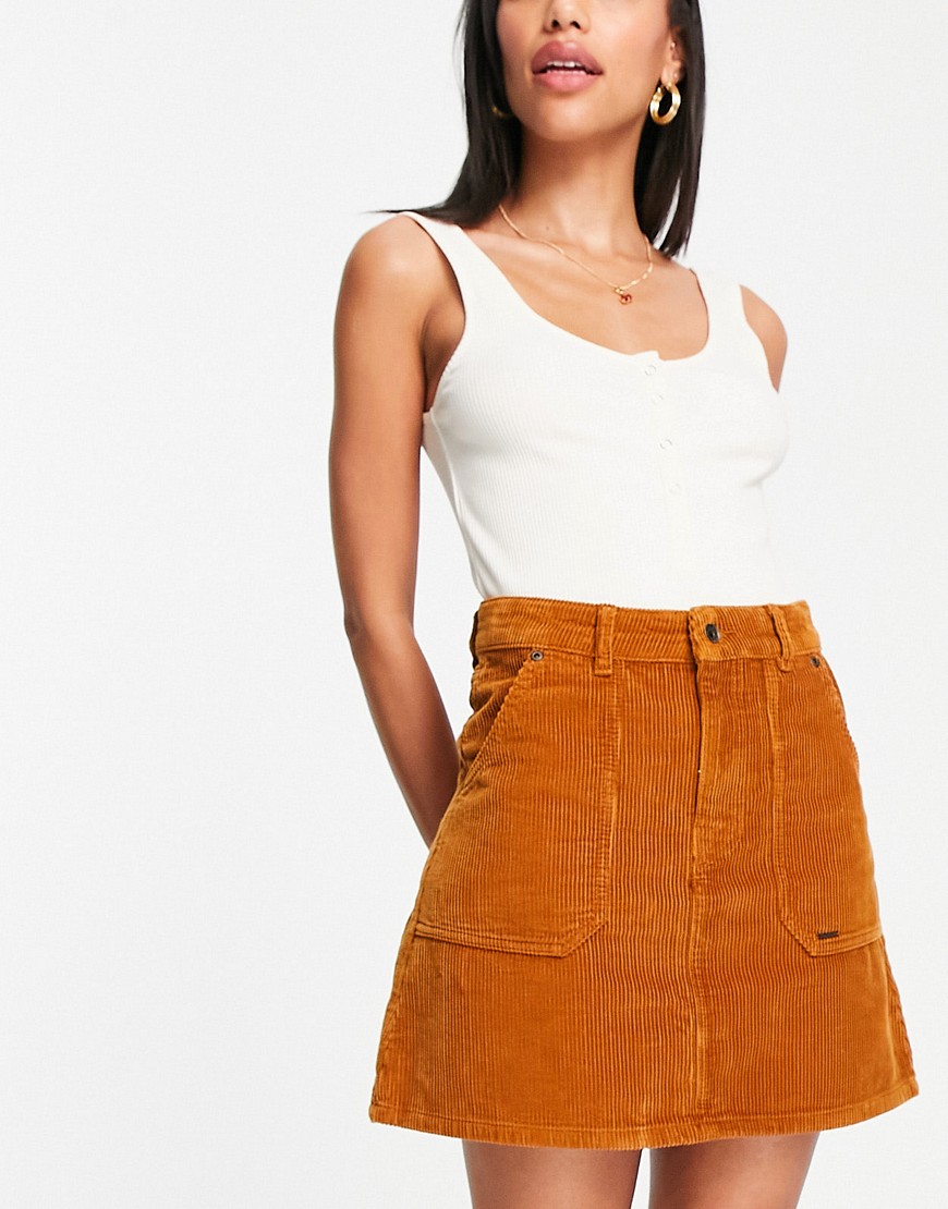 Superdry cord a-line mini skirt in brown