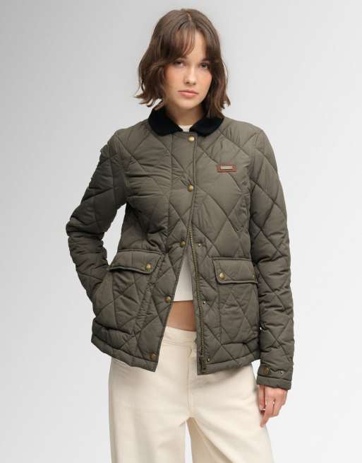 Superdry Cord trimmed liner jacket in army khaki, 3 of 7