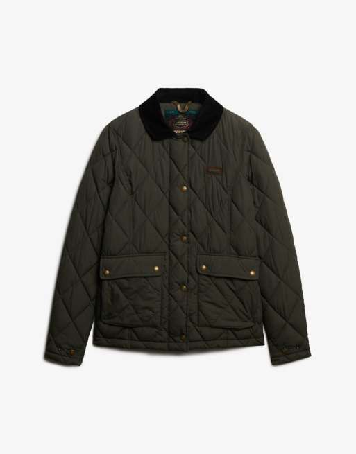 Superdry Cord trimmed liner jacket in army khaki, 7 of 7