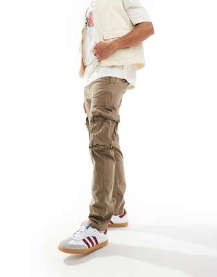 Superdry Core cargo pants in tan khaki-Green