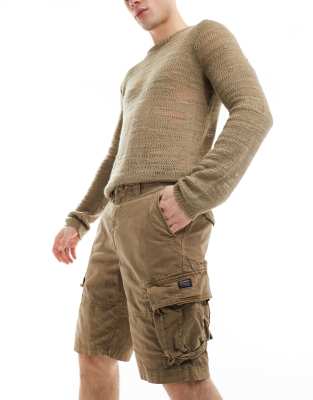 Superdry Core cargo short in tan khaki-Green