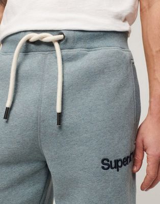 Superdry Core logo classic wash joggers in coastal blue grit