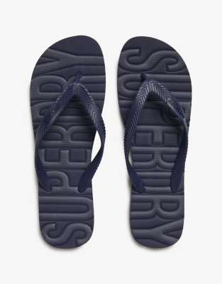  Core logo flip flops in rich navy tonal