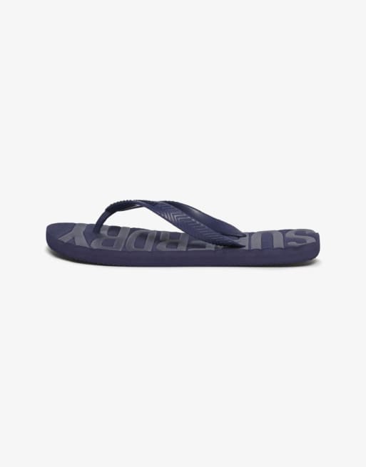 Superdry Core – Zehenstegsandalen in kräftigem, farblich abgestimmtem Marineblau mit Logo, 3 von 6
