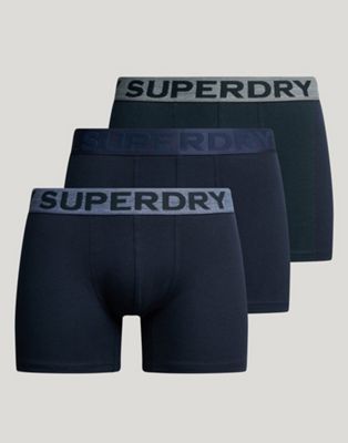 Superdry Cotton boxer pack of three eclipse navy