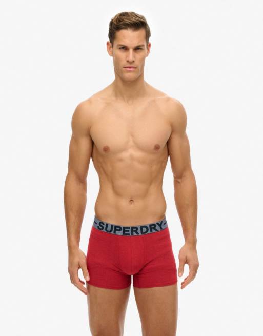 Superdry Cotton boxer triple pack in red ASOS