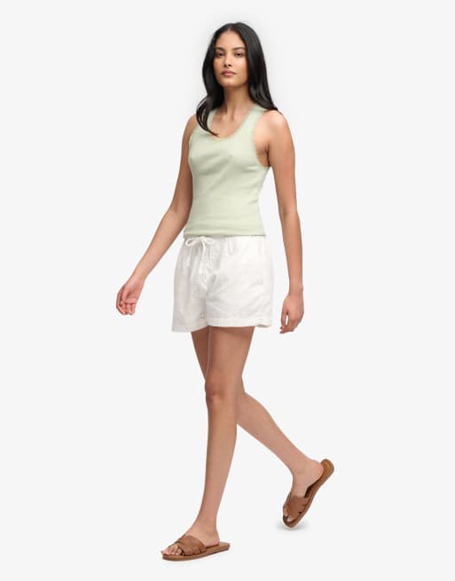 Superdry Cotton broderie beach shorts in off white, 4 of 7